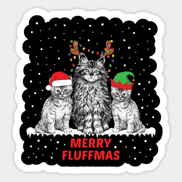 Merry Fluffmas Xmas gift cat lover Sticker by WinDorra